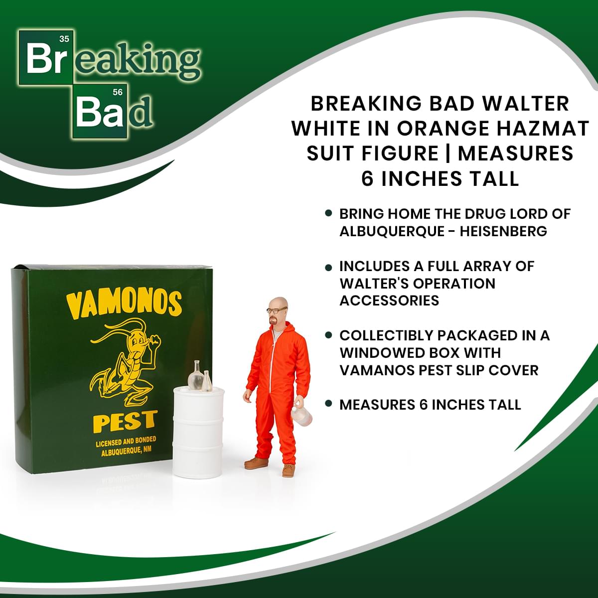 Breaking Bad Walter White In Orange Hazmat Suit Figure | Measures 6 Inches Tall