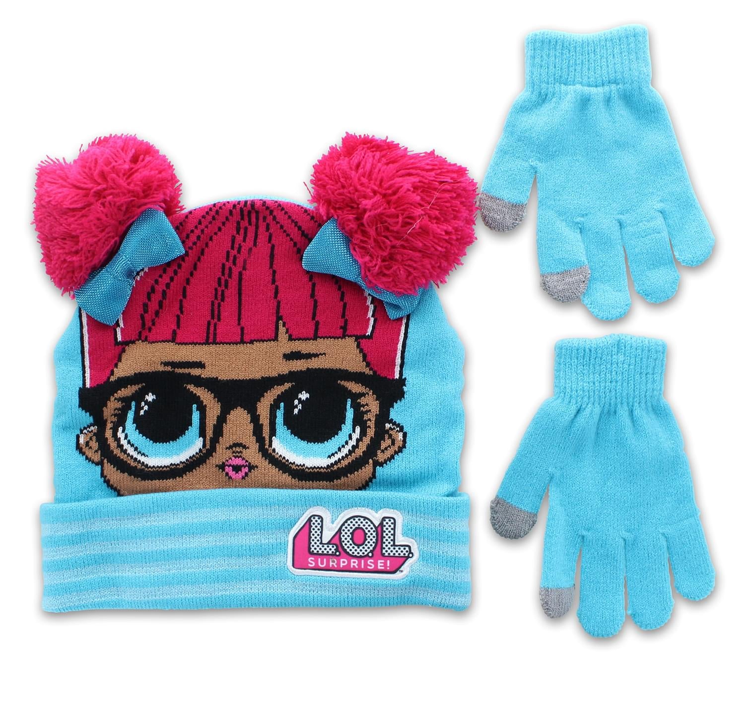 LOL Surprise Dolls Girls Winter Beanie & Glove Set | Blue
