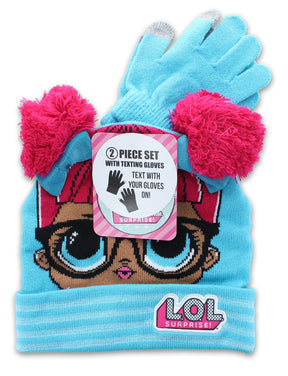 LOL Surprise Dolls Girls Winter Beanie & Glove Set | Blue