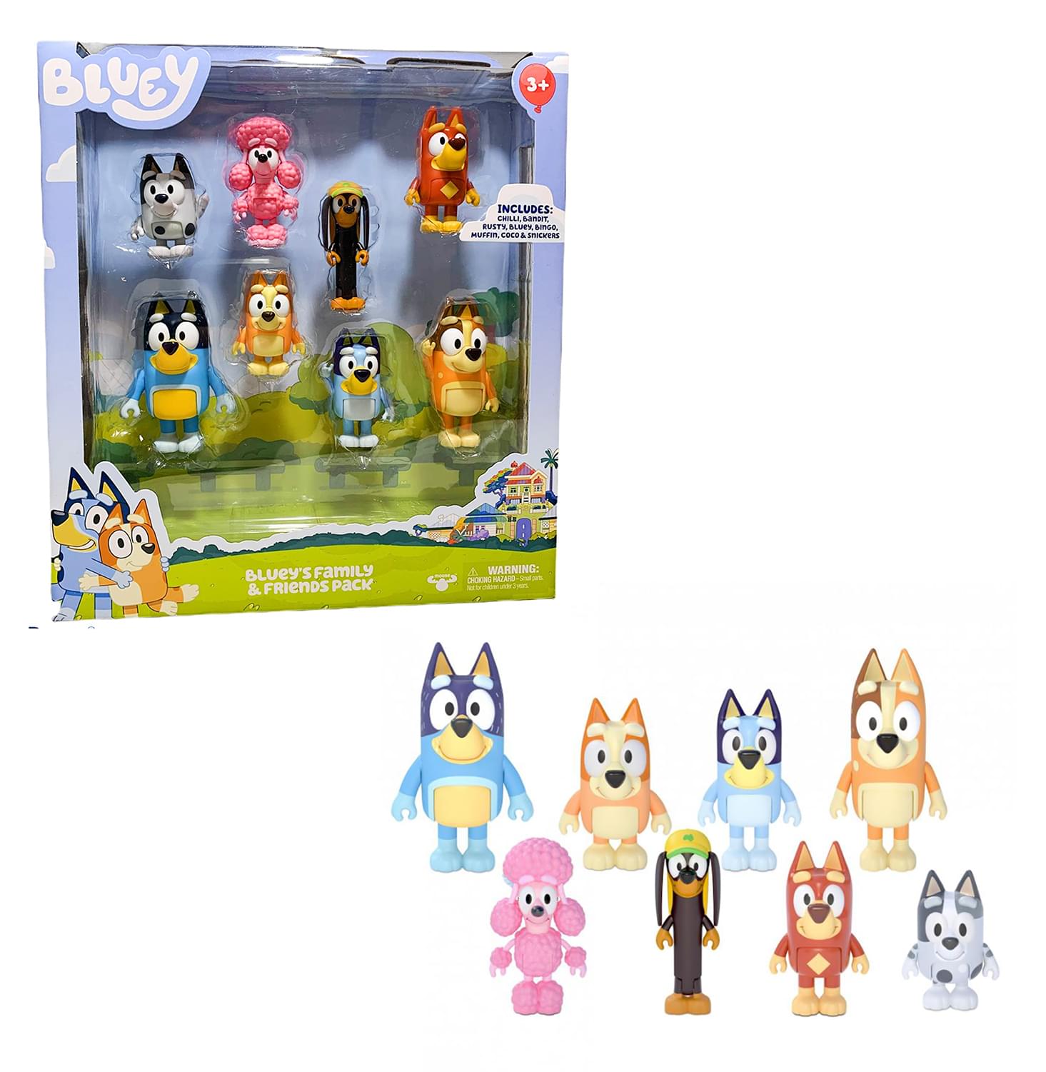 Bluey 2.5 Inch Family & Friends Action Figure 8 Pack