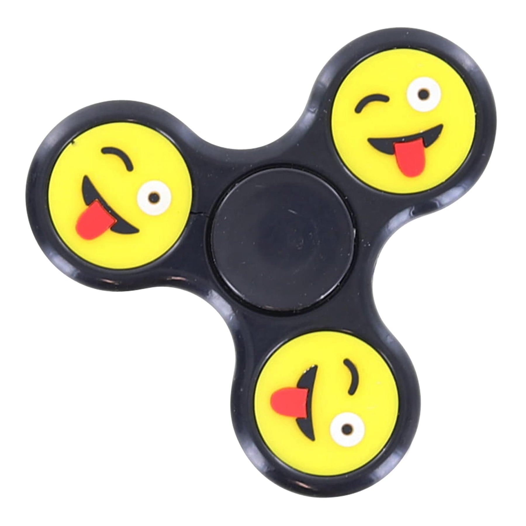 Emoji Solid Color Fidget Spinner | Black with Wink/Tongue