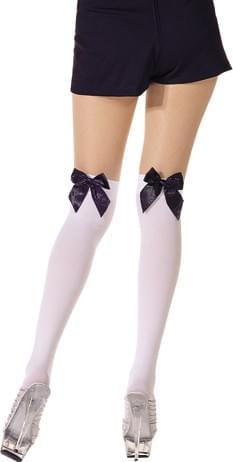 Opaque Over The Knee With Bow Nylon Costume Stocking