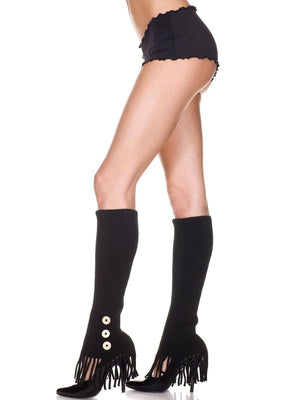 Acrylic Leg Warmer With Frills And Side Buttons Costume Hosiery