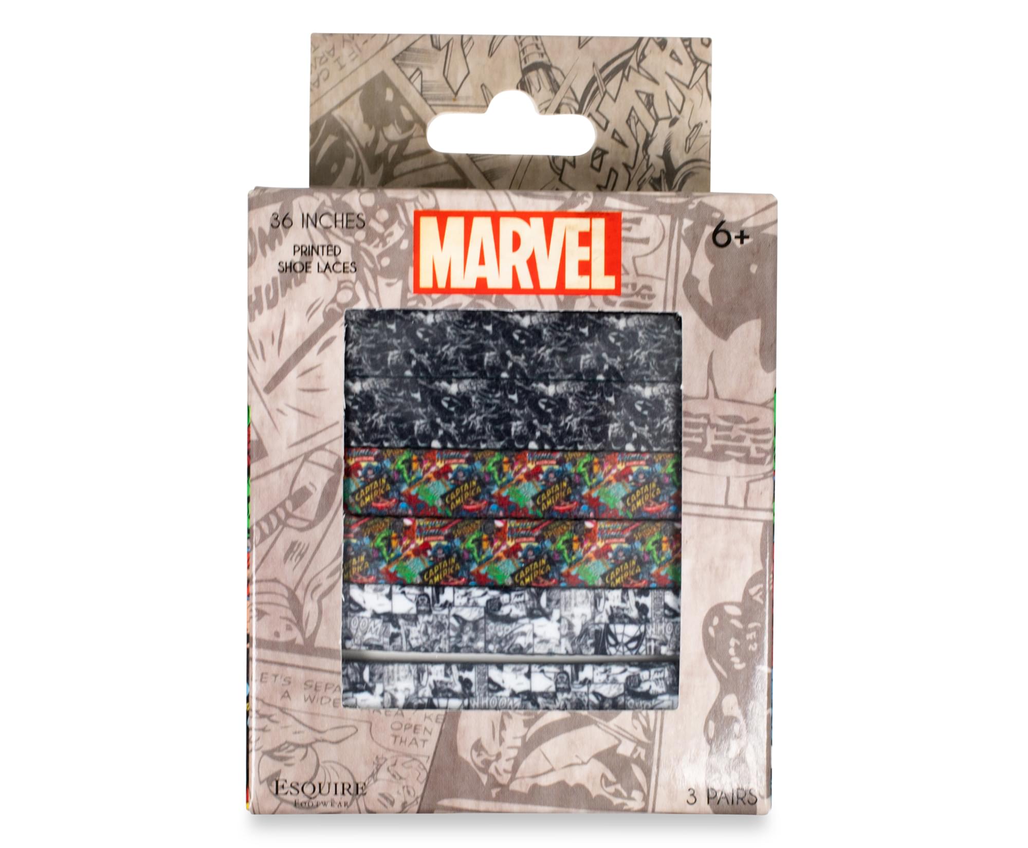 Marvel Printed Shoelaces, 3 Pairs