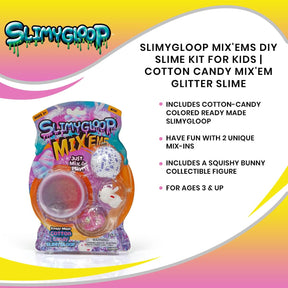 Slimygloop Mix'Ems DIY Slime Kit For Kids | Cotton Candy Mix'Em Glitter Slime