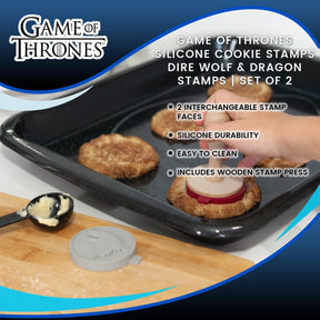 Game Of Thrones Silicone Cookie Stamps | Dire Wolf & Dragon Stamps | Set Of 2