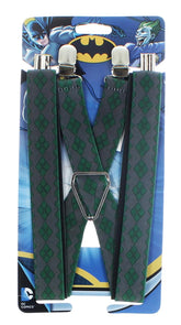 DC Comics The Joker Diamond Grey & Green Suspenders
