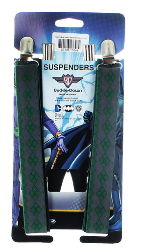 DC Comics The Joker Diamond Grey & Green Suspenders