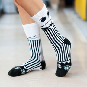 Jack Skellington Nightmare Before Christmas Striped Sweater Socks size 10-13