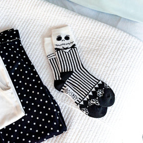 Jack Skellington Nightmare Before Christmas Striped Sweater Socks size 10-13
