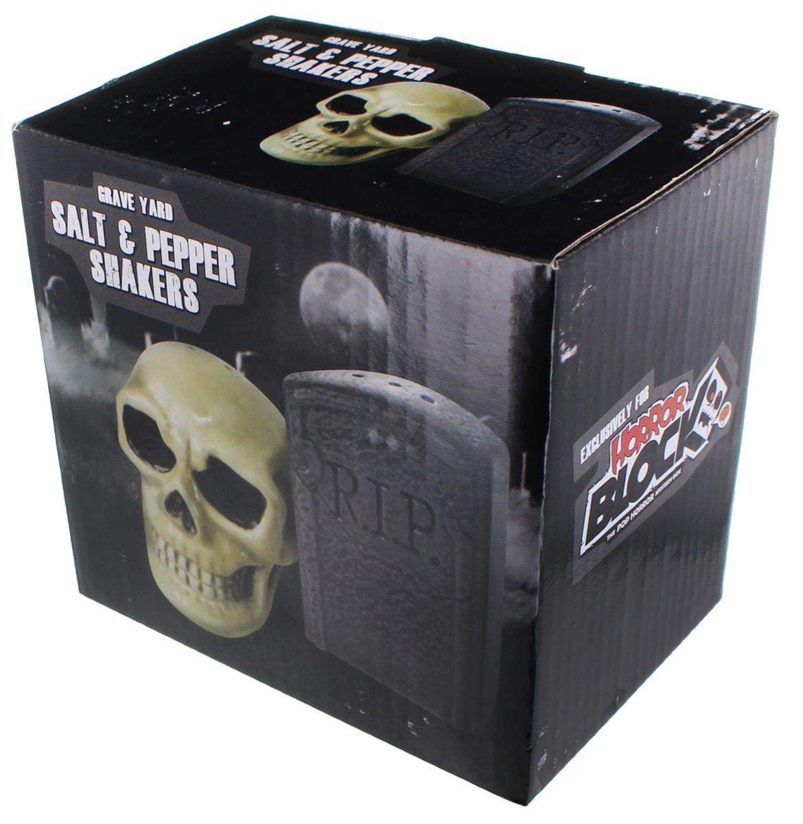 Graveyard Skull and Tombstone Salt and Pepper Shakers