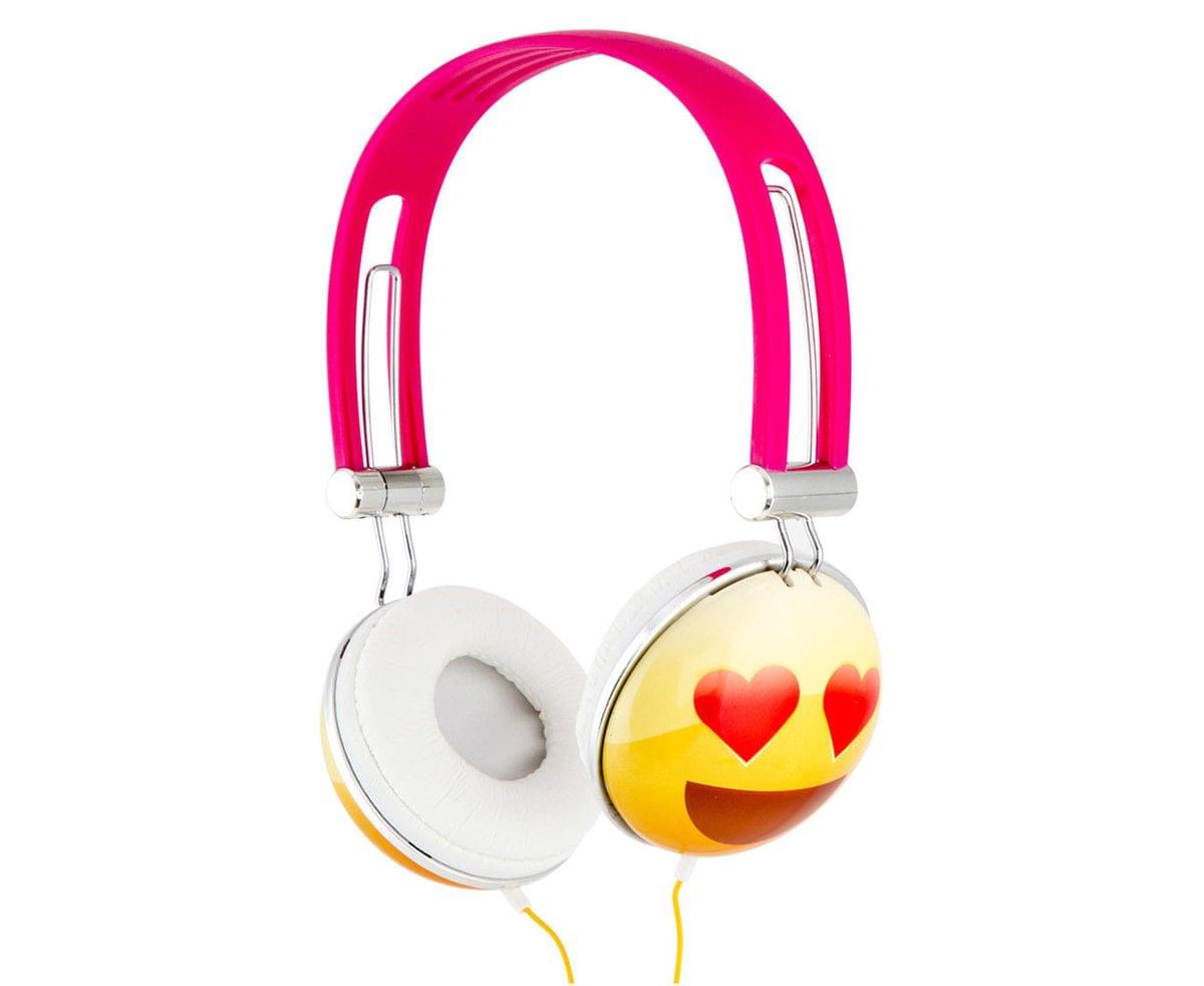 Emoji Overhead Stereo Headphones, Heart Eyes
