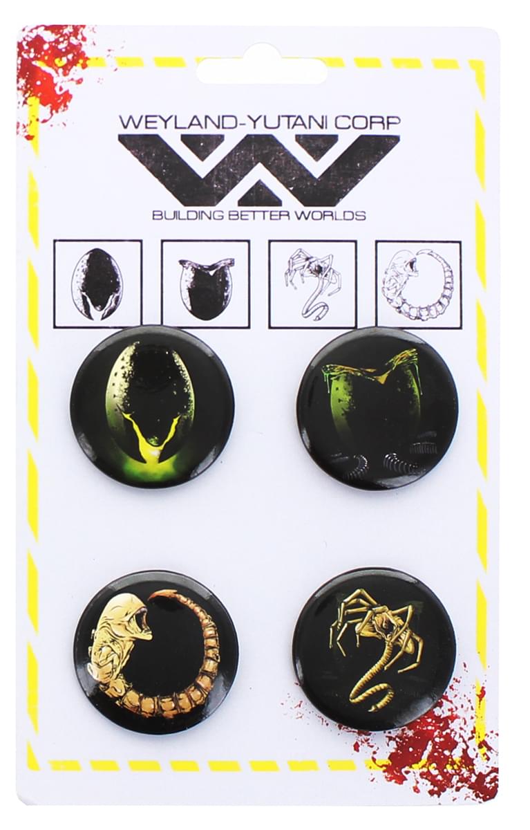 Aliens Buttons Pin Set of 4
