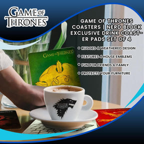 Game Of Thrones Coasters | Nerd Block Exclusive Drink Coaster Pads | Set of 4