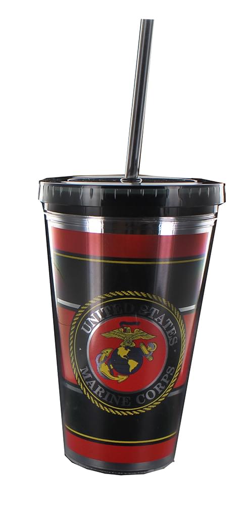 U.S. Marine Corps "Semper Fidelis" 16oz Carnival Cup w/ Straw