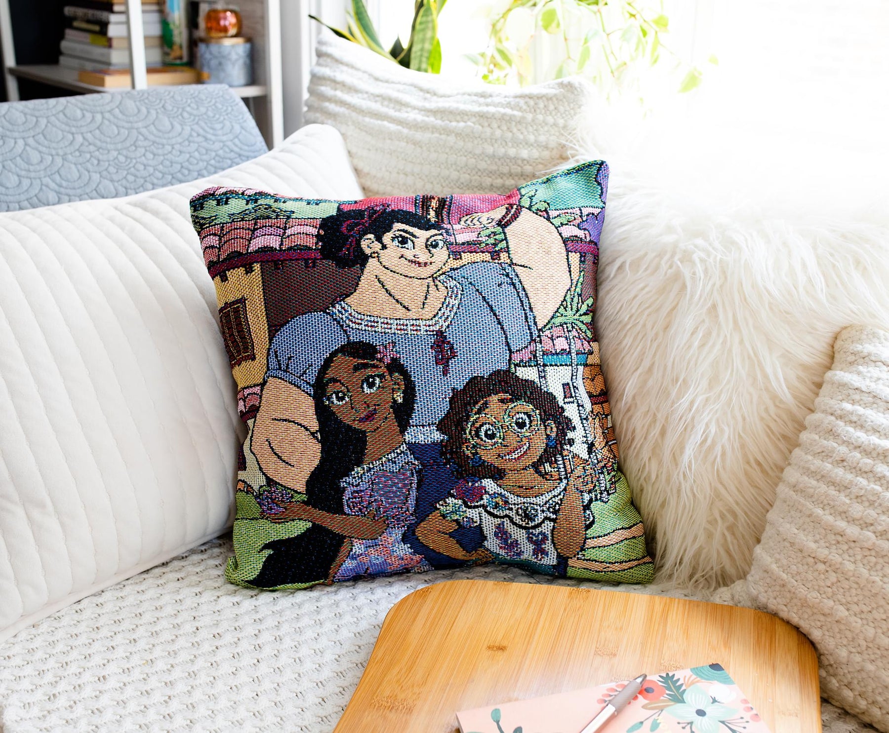 Disney Encanto Family Portrait Woven Tapestry Throw Pillow Cushion | 18 Inches