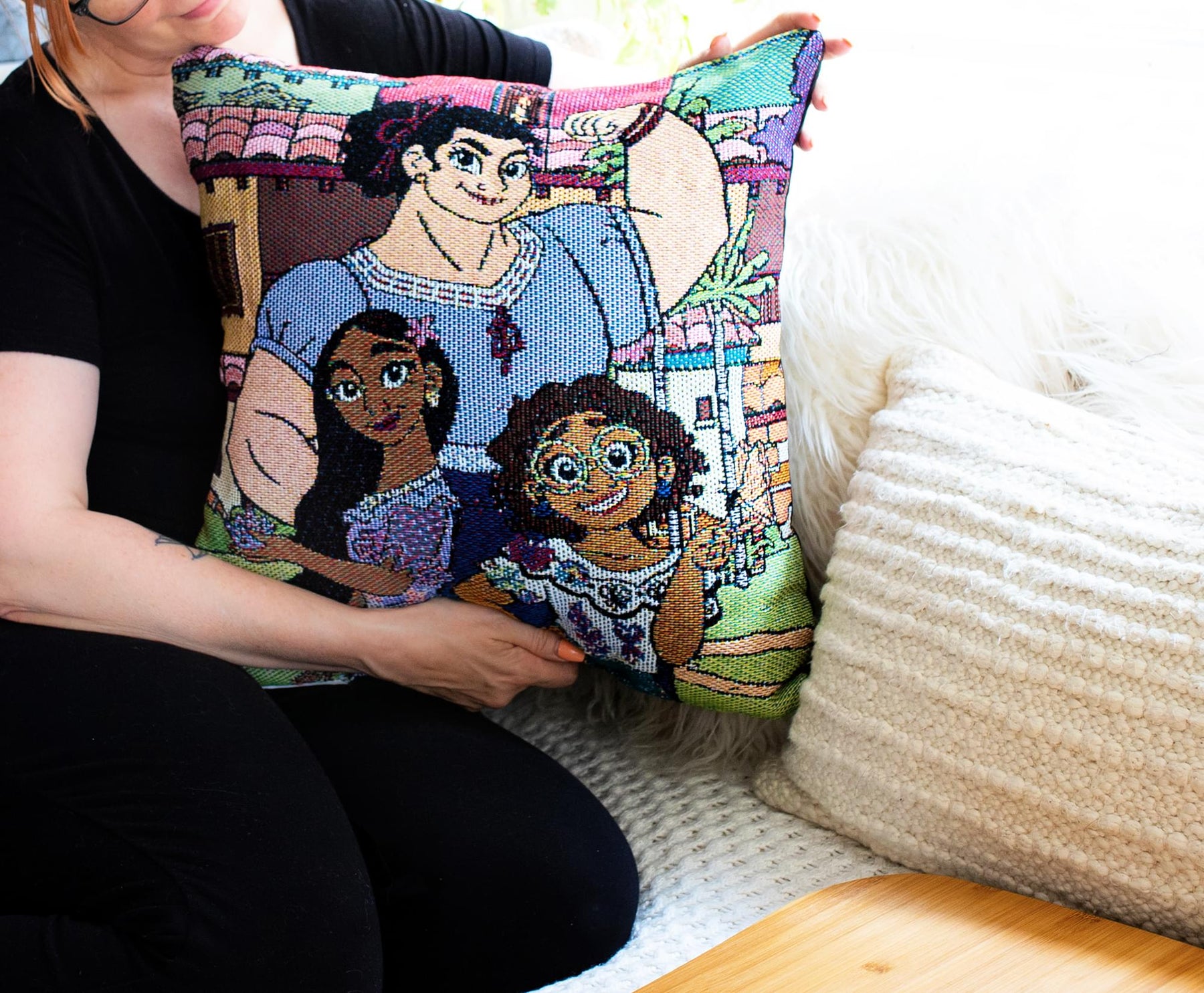 Disney Encanto Family Portrait Woven Tapestry Throw Pillow Cushion | 18 Inches