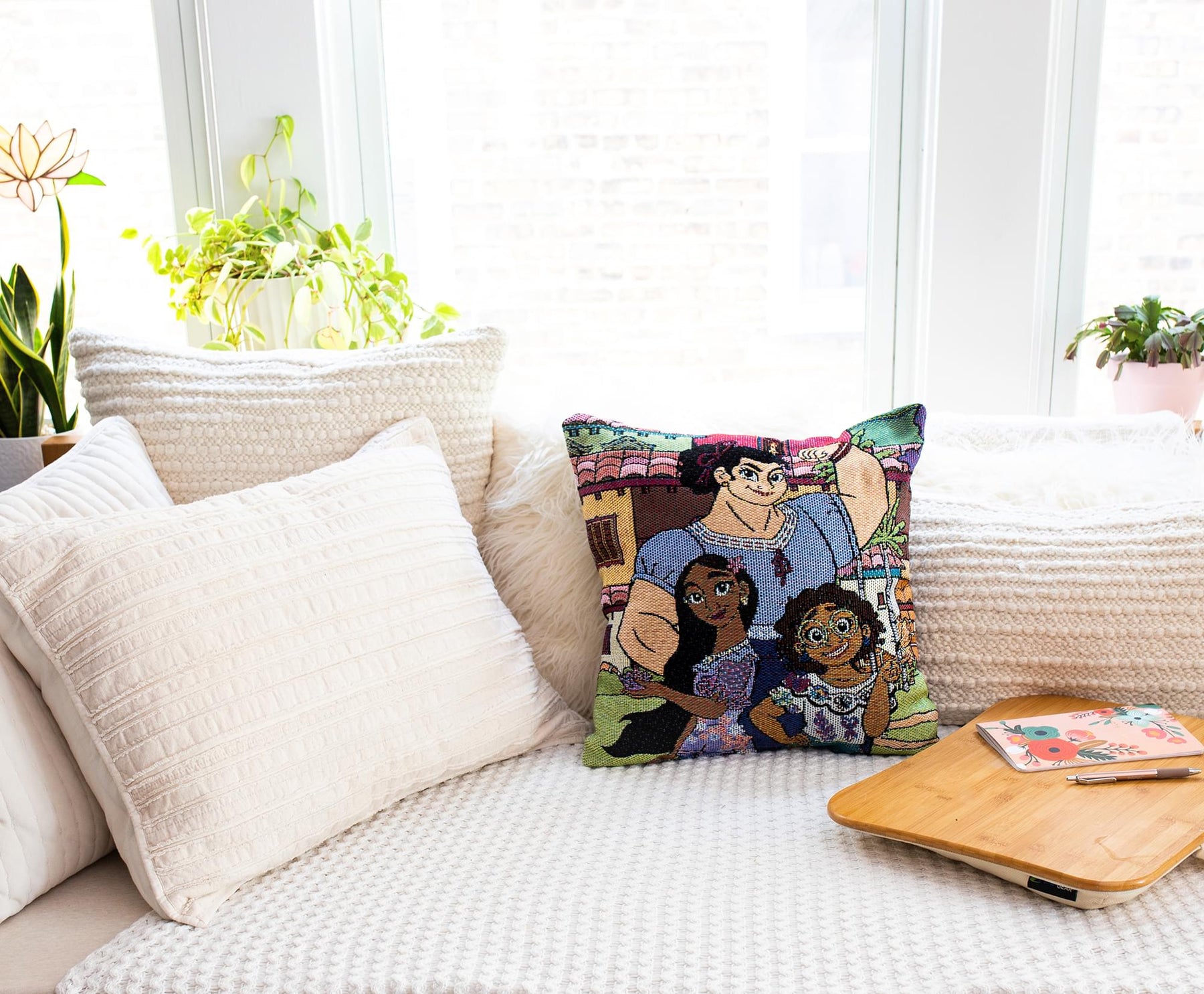 Disney Encanto Family Portrait Woven Tapestry Throw Pillow Cushion | 18 Inches