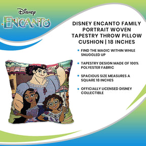Disney Encanto Family Portrait Woven Tapestry Throw Pillow Cushion | 18 Inches