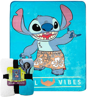 Disney Lilo & Stitch Chill Out 60 x 80 Inch Silk Touch Sherpa Throw Blanket