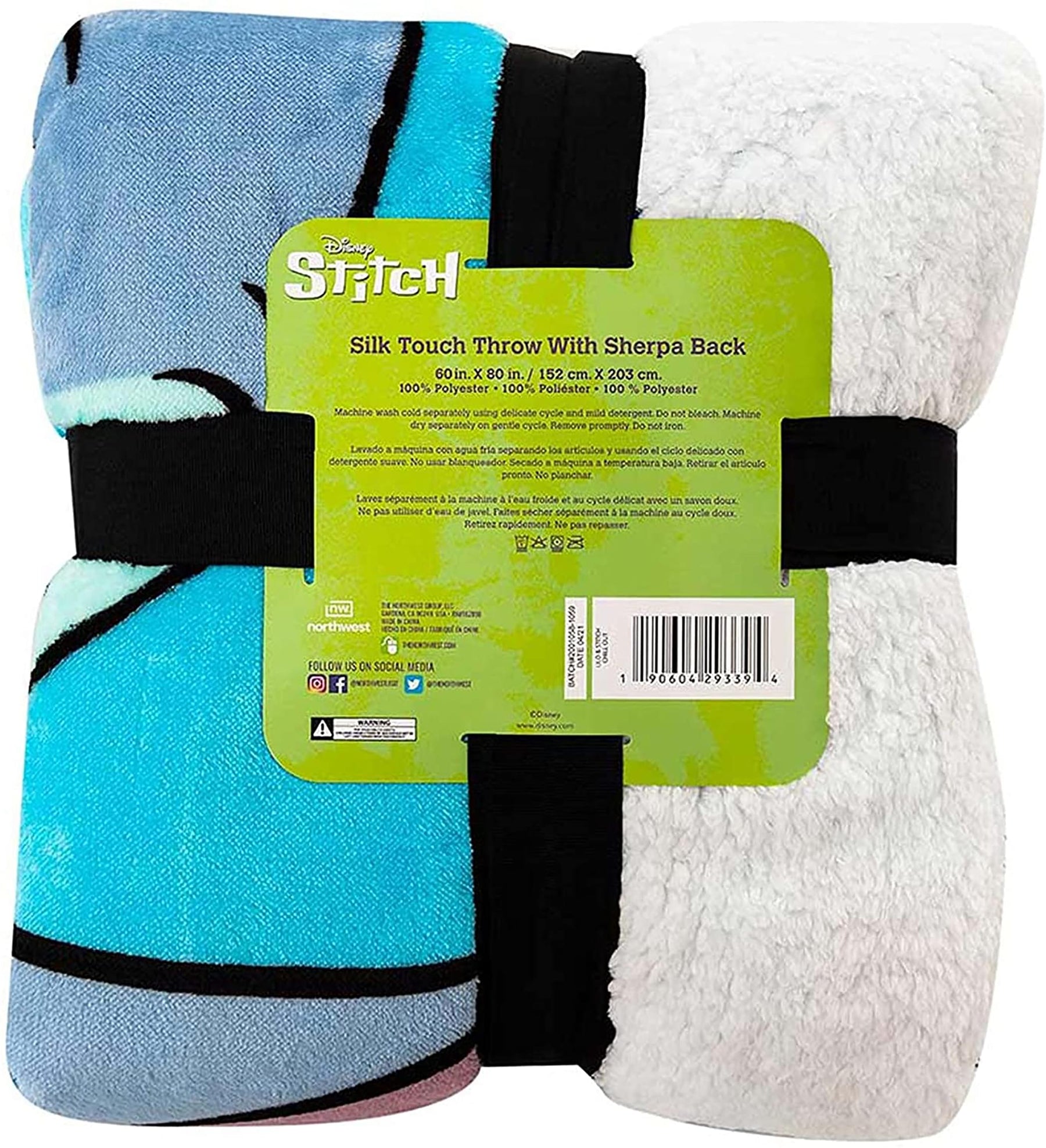 Disney Lilo & Stitch Chill Out 60 x 80 Inch Silk Touch Sherpa Throw Blanket