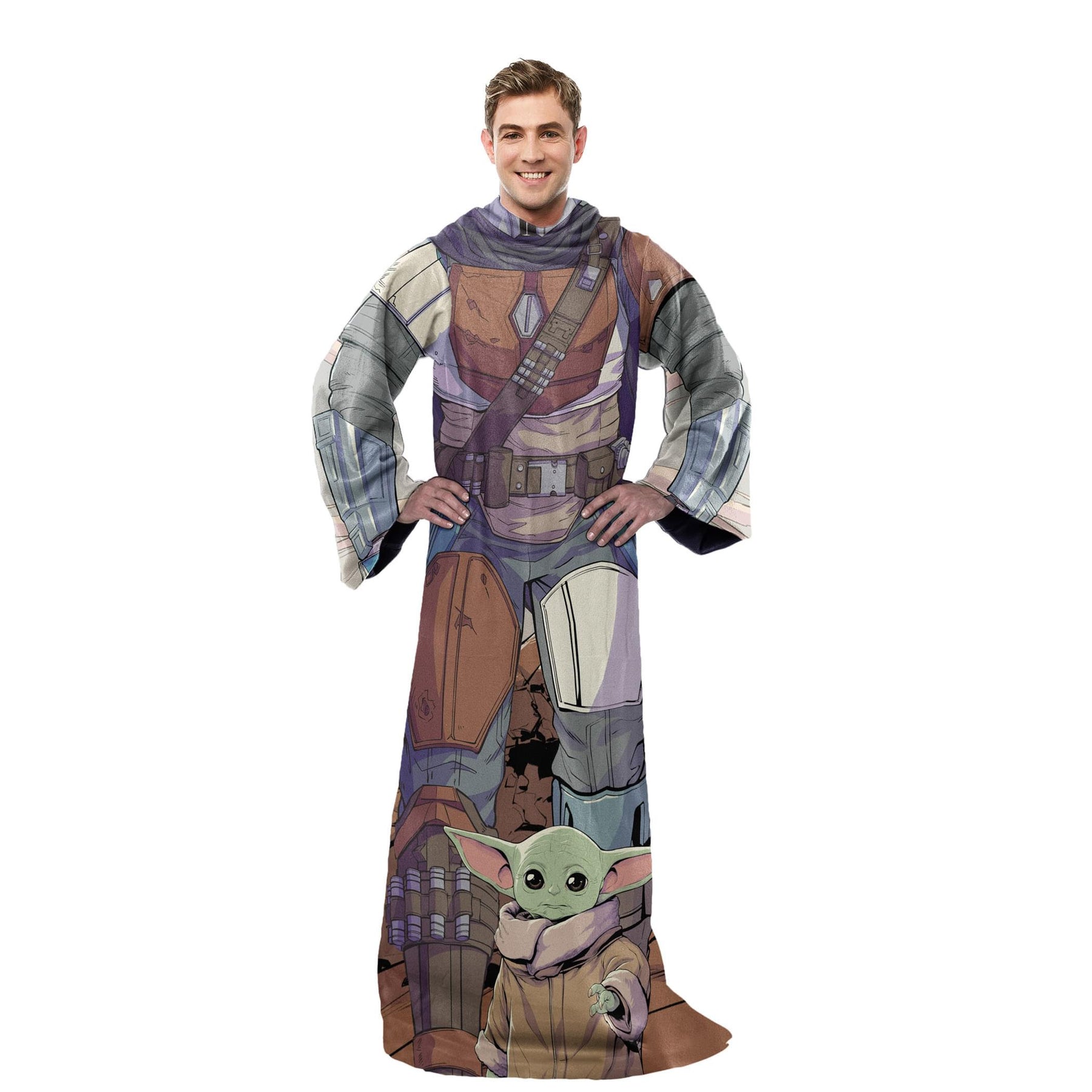 Star Wars Mando & Child Adult Silk Touch Comfy Throw With Sleeves