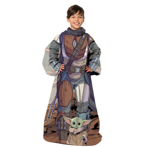 Star Wars Mando & Child Kids Silk Touch Comfy Throw With Sleeves