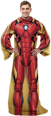 Marvel Iron Man Adult Silk Touch Comfy Throw Blanket with Sleeves