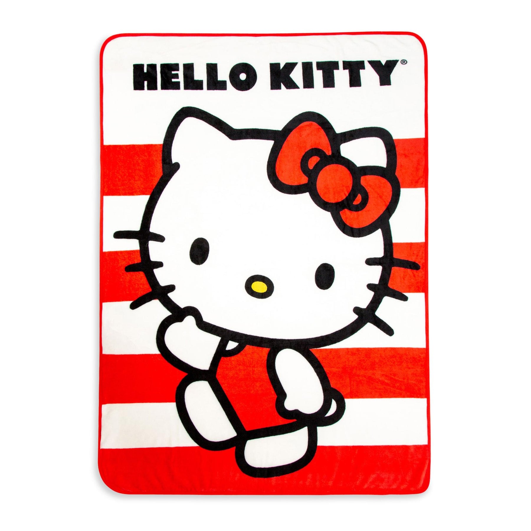 Hello Kitty Waving Stripes Silk Touch Throw Blanket & Plush Pillow