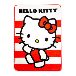Hello Kitty Waving Stripes Silk Touch Throw Blanket & Plush Pillow