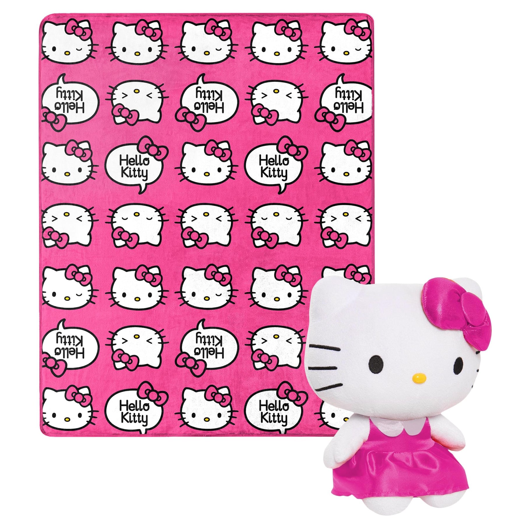 Hello Kitty Pink Kitty Pride Silk Touch Throw Blanket & Plush Pillow