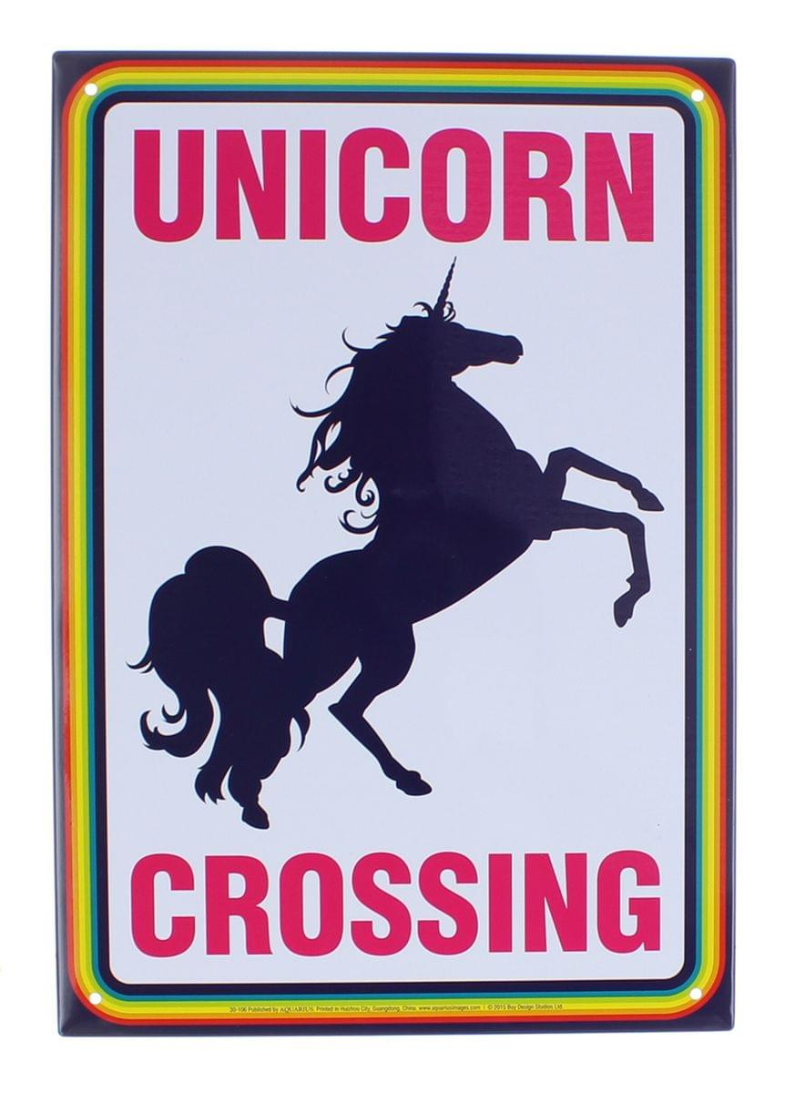 Unicorn Crossing 8" x 11.5" Tin Sign