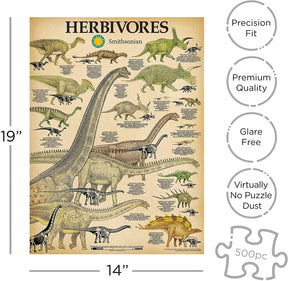 Smithsonian Herbivore Dinosaurs 500 Piece Jigsaw Puzzle