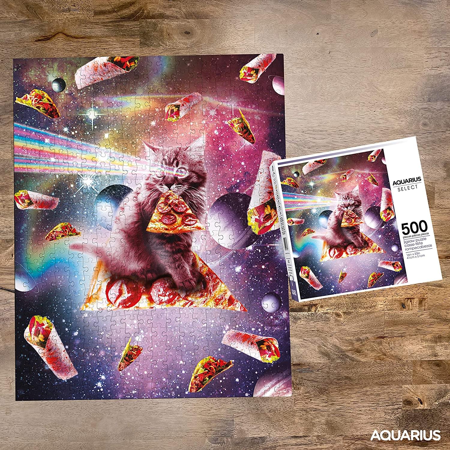 Random Galaxy Pizza Cat 500 Piece Jigsaw Puzzle