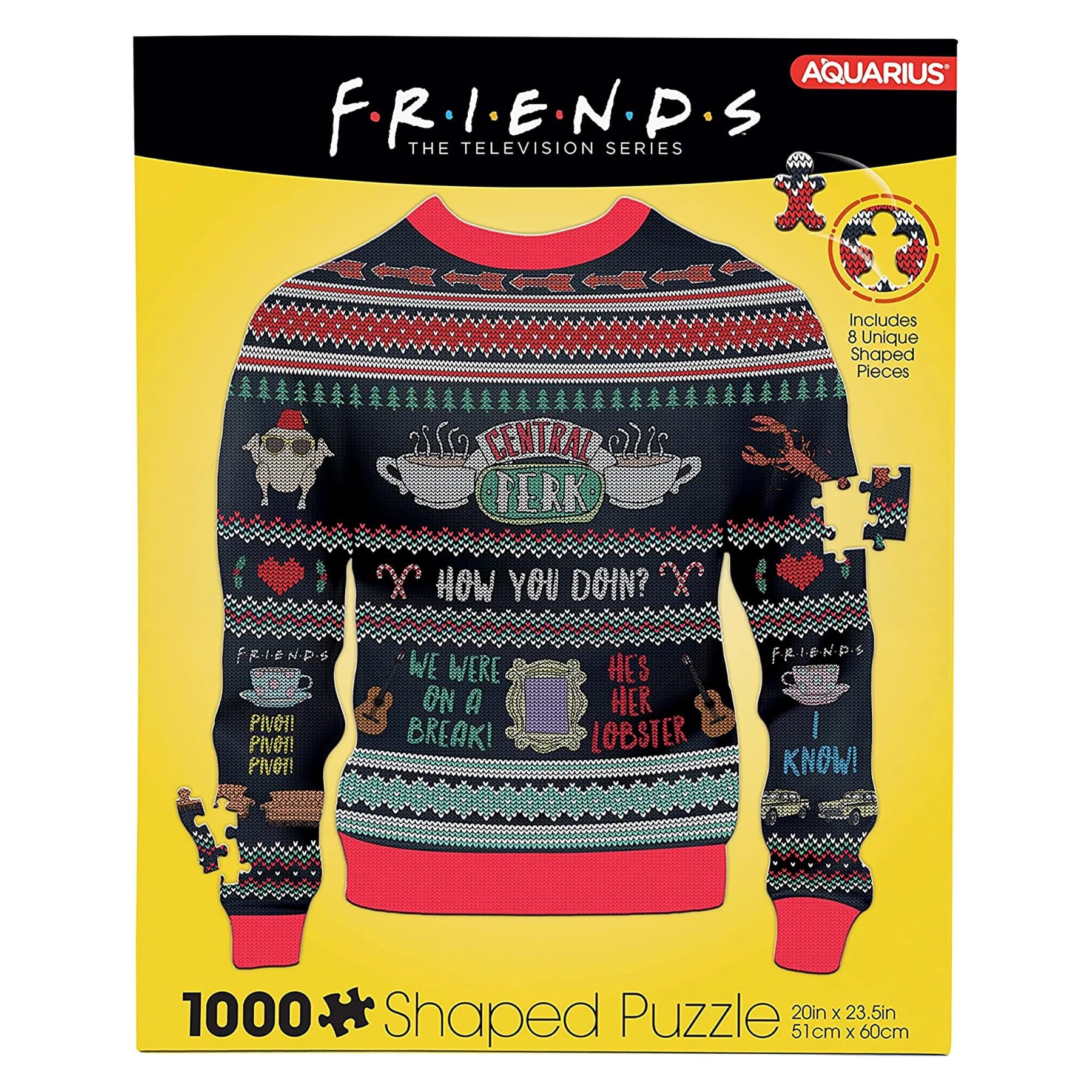 Friends Ugly Christmas Sweater Shaped 1000 Piece Jigsaw Puzzle