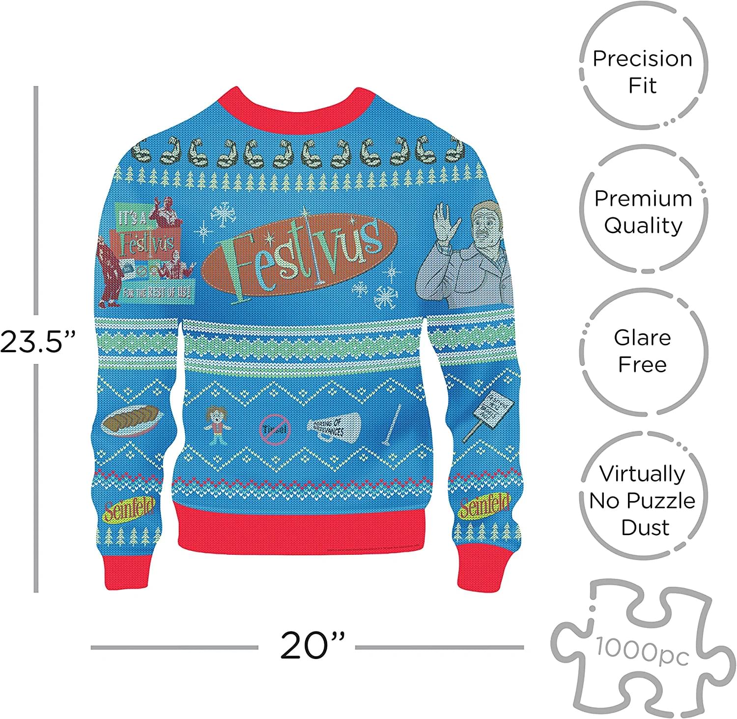 Seinfeld Festivus Ugly Christmas Sweater Shaped 1000 Piece Jigsaw Puzzle