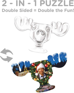 Christmas Vacation Moose Mug & Collage 600 Piece 2 Sided Die Cut Jigsaw Puzzle