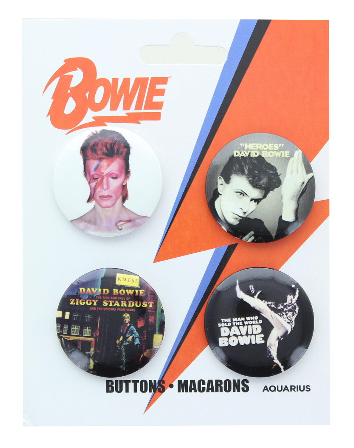 David Bowie Carded Button Pin 4 Pack