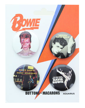 David Bowie Carded Button Pin 4 Pack