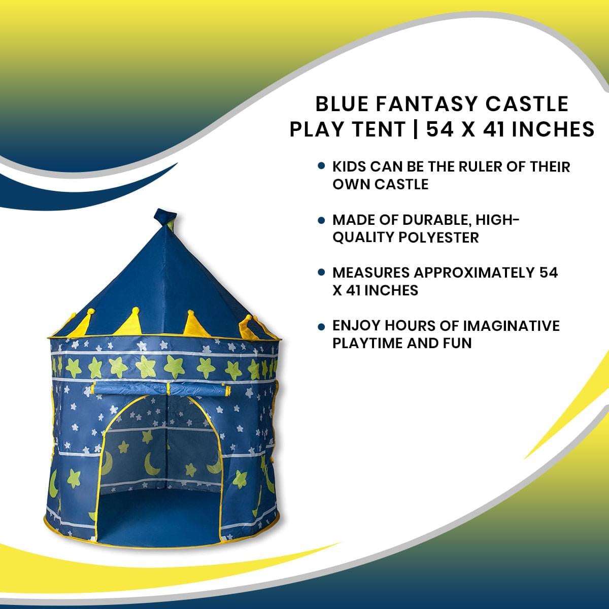 Blue Fantasy Castle Play Tent | 54 x 41 Inches