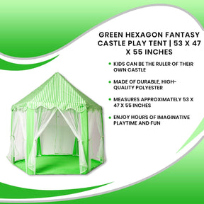 Green Hexagon Fantasy Castle Play Tent | 53 x 47 x 55 Inches