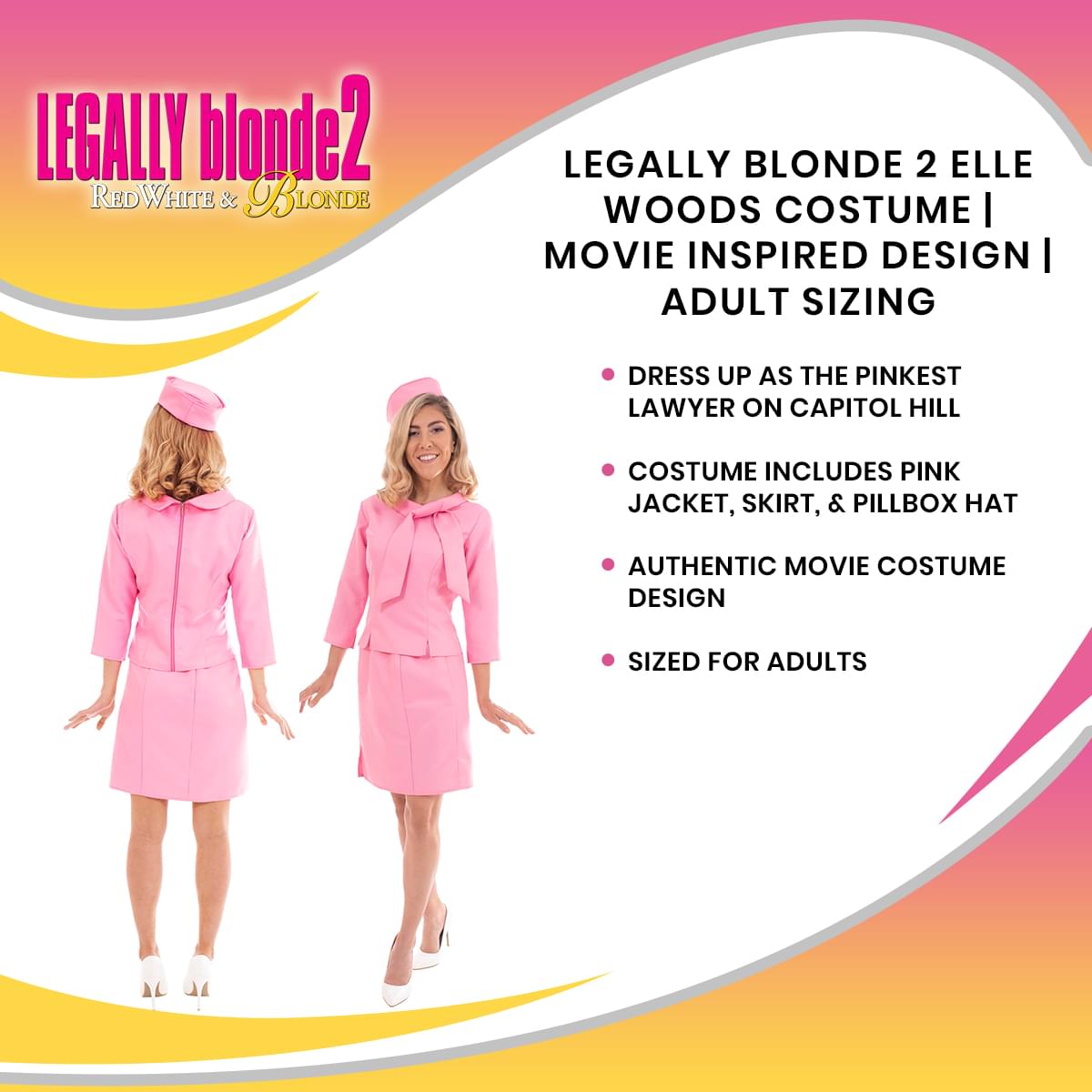 Legally Blonde 2 Elle Woods Costume | Movie Inspired Design | Sized For Adults