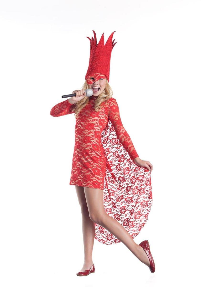Red Lace Lady Pop Star Costume Dress Child