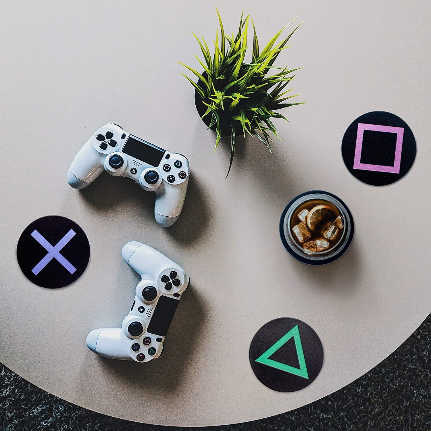 PlayStation Controller Icons Metal Drink Coasters | Set of 4