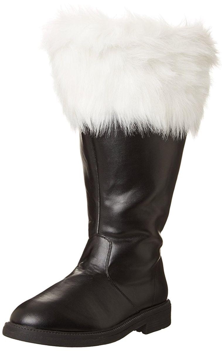 Santa Men's Costume Boots w/ White Fur Cuff, Wide Calf