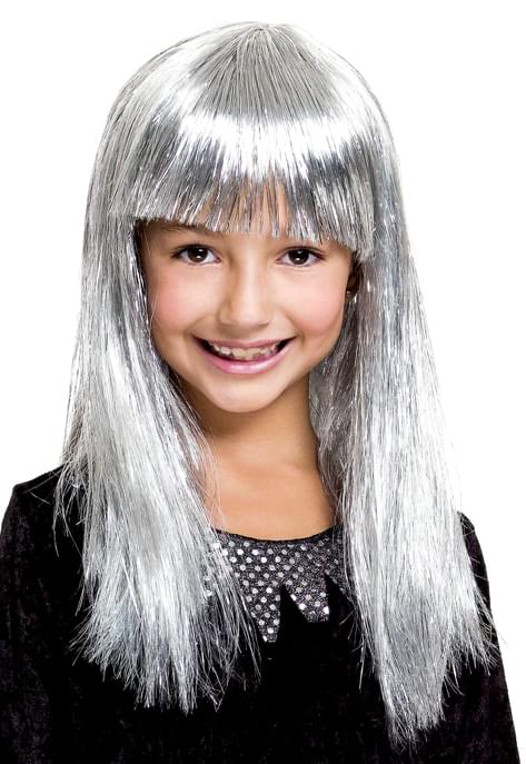 Glitzy Glamour Bob Silver Child Costume Wig