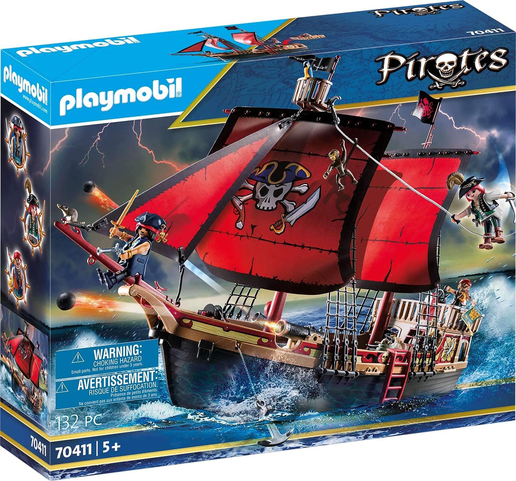 Playmobil Pirates 70411 Skull Pirate Ship 132 Piece Set