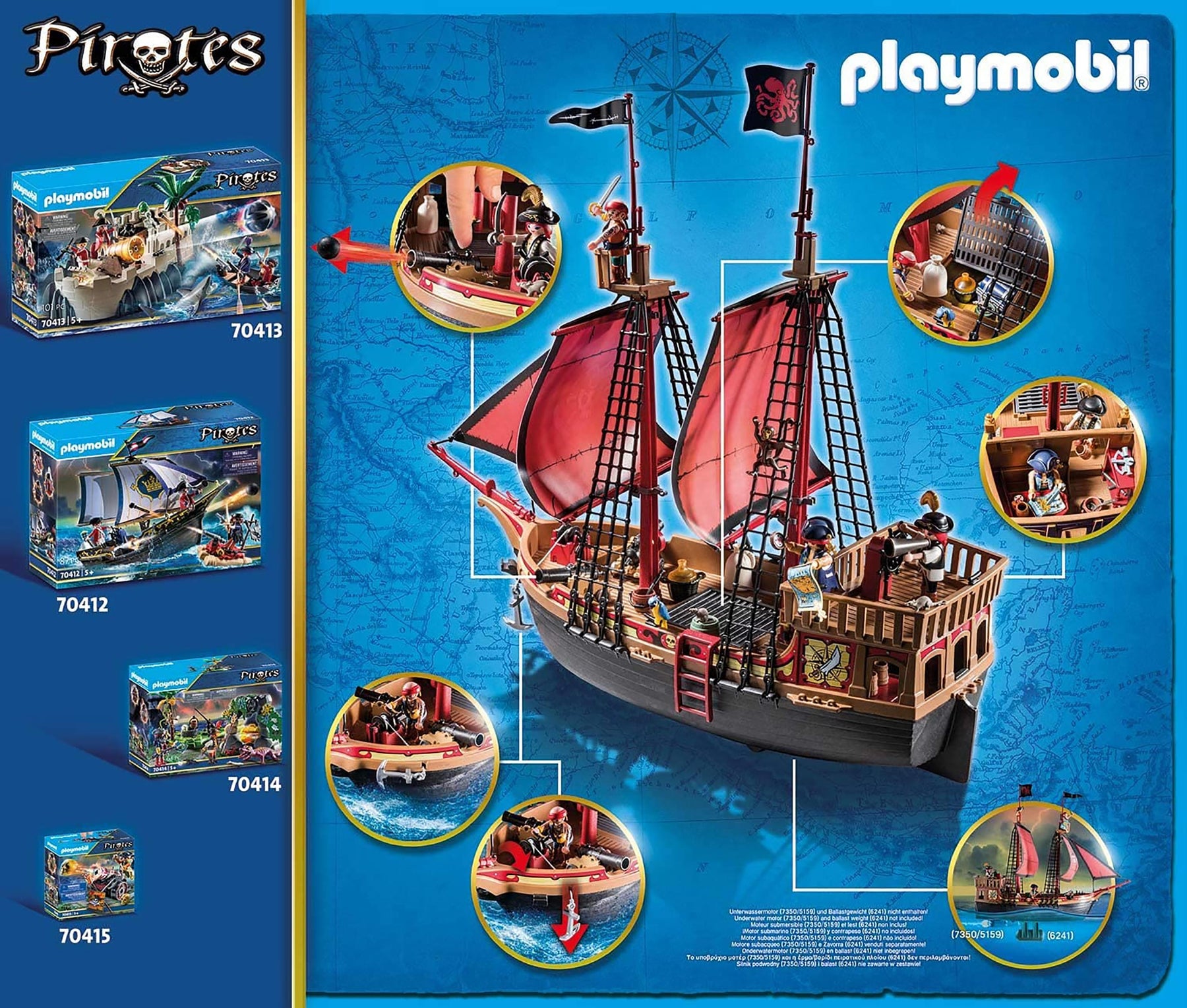 fersken Gå forud Sammentræf Playmobil Pirates 70411 Skull Fighting Ship | Free Shipping