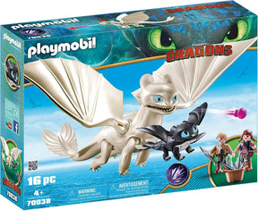 How to Train Your Dragon 3 Light Fury with Baby Dragon Plamobil Set