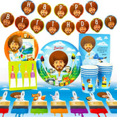 Bob Ross Friends Birthday Party Supplies Pack | 66 Pieces | Serves 8 Guests